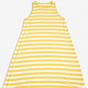 GAP Yellow White Stripe Swing Dress Medium Stretch
